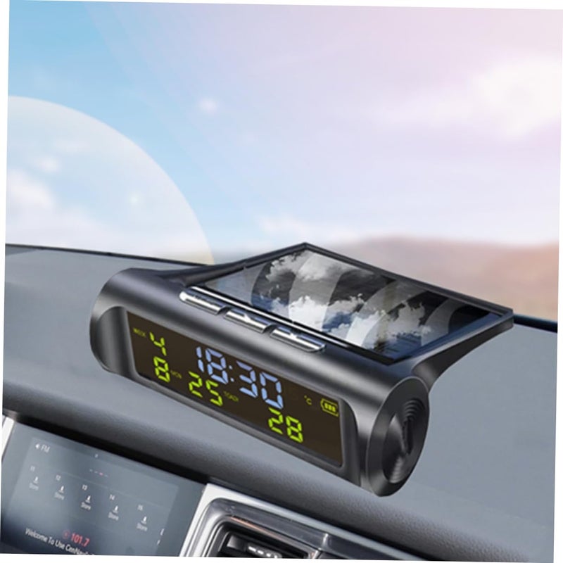JECOMPRIS Solar Powered Car Clock Thermometer Digital Dashboard Clock with Temperature Display Date for Vehicles Essential Car Accessory for Accurate Readings - Image 5